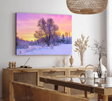 Wandbild 120x80cm Baum im Winter Schnee Sonnenuntergang Natur Wald