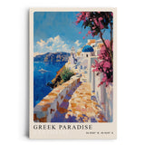 Paul Sinus Leinwandbild 60x90cm Greek Paradise – Santorini, Griechenland, Küste, Blau, Weiß, Architektur, Insel, Meer, Sonne, Urlaub, Kykladen