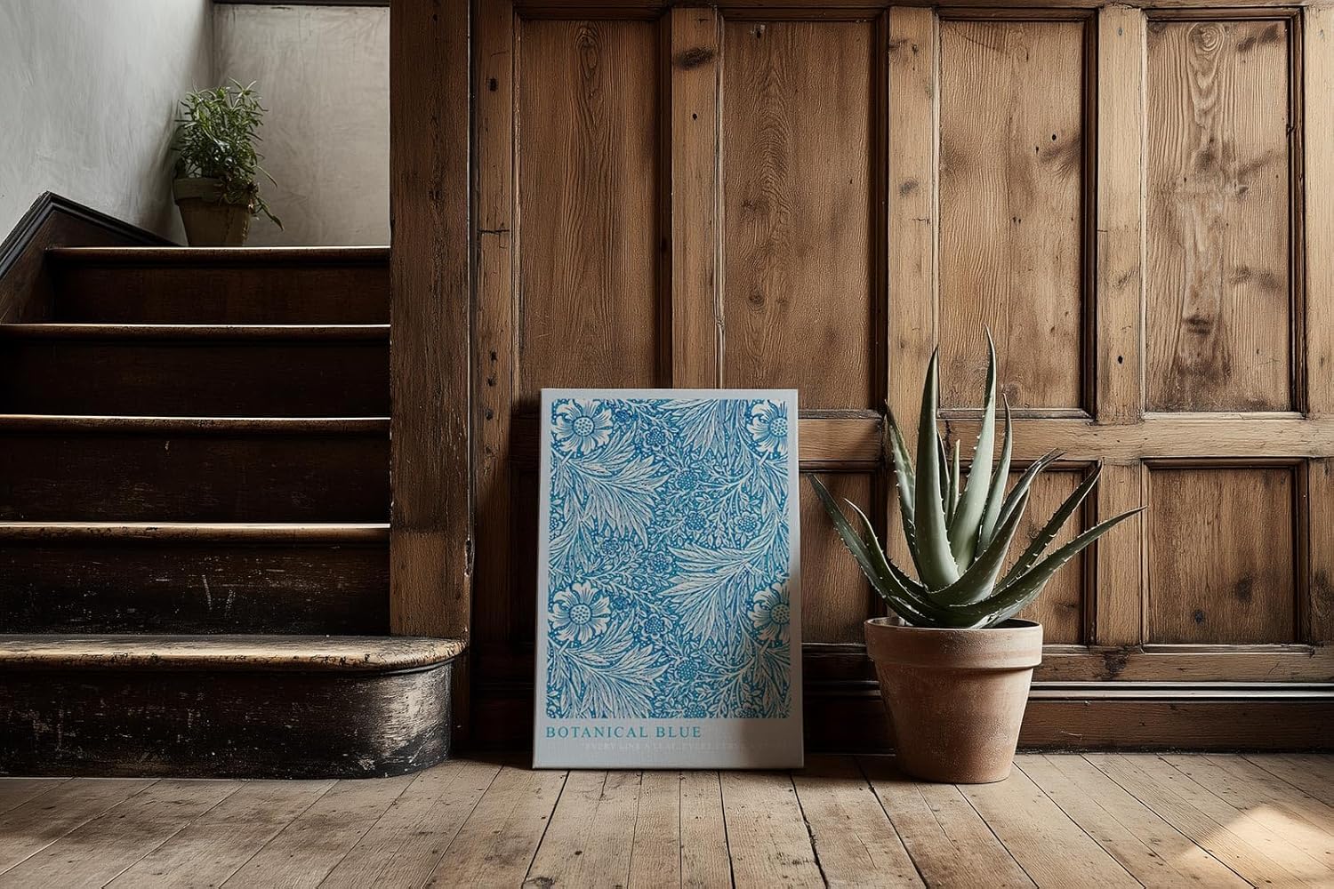Paul Sinus Kunstdruck 40x60cm Botanical Blue florales Ornament in Blau und Weiß für stilvolle Räume
