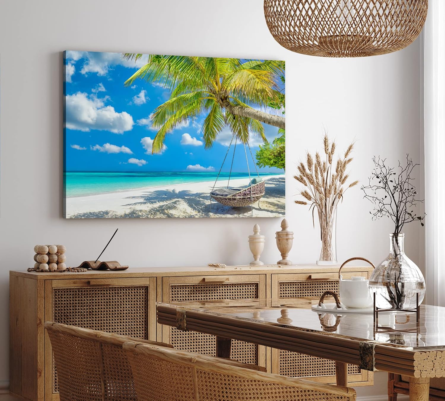 Paul Sinus Wandbild 120x80cm Karibik Traumstrand Sand Meer Palmen Sonnenschein