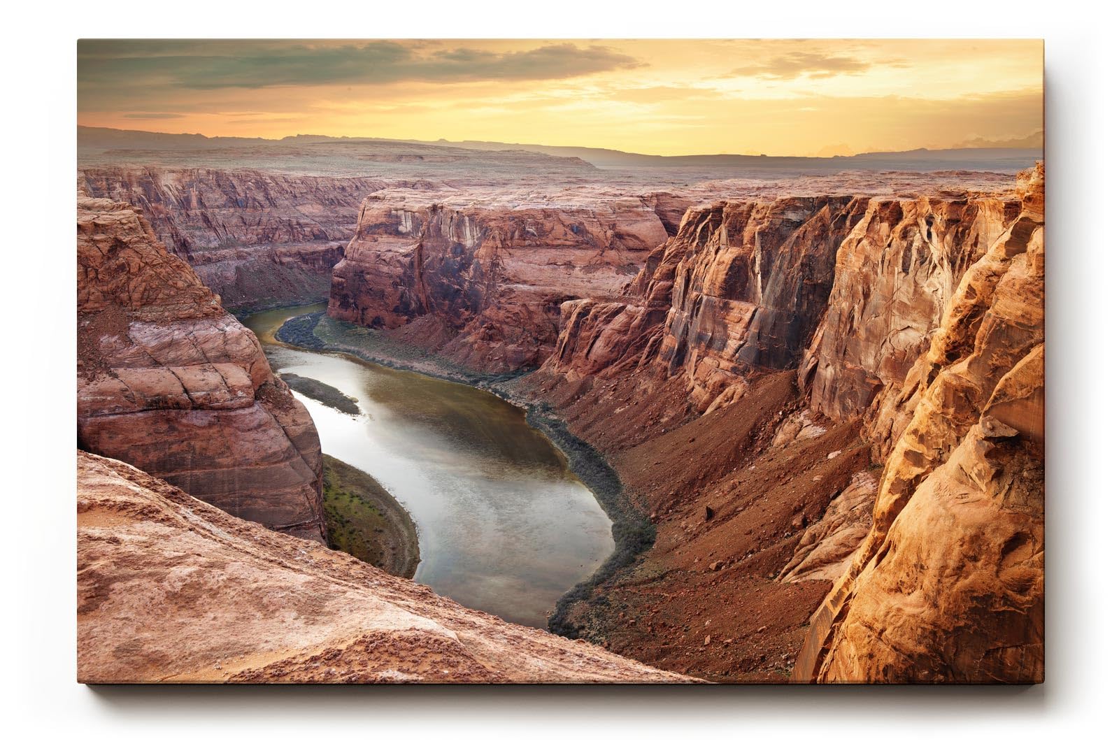 Sinus Art Wandbild 120x80cm Weite Felsformationen und Flussverlauf in harmonischer Farbgebung