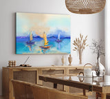 Paul Sinus Wandbild 120x80cm Segelschiffe Segelboote Segeln Meer Sonnenuntergang Abstrakt