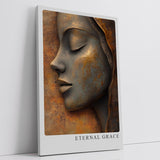 Paul Sinus Leinwandbild 40x60cm Leinwandbild Skulpturale Eleganz in Bronze – Kunstvolle Reliefoptik mit weiblichem Gesicht, warme Erdtöne