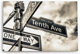 Paul Sinus Wandbild 120x80cm Straßenschild Tenth Ave Fotokunst USA Grau