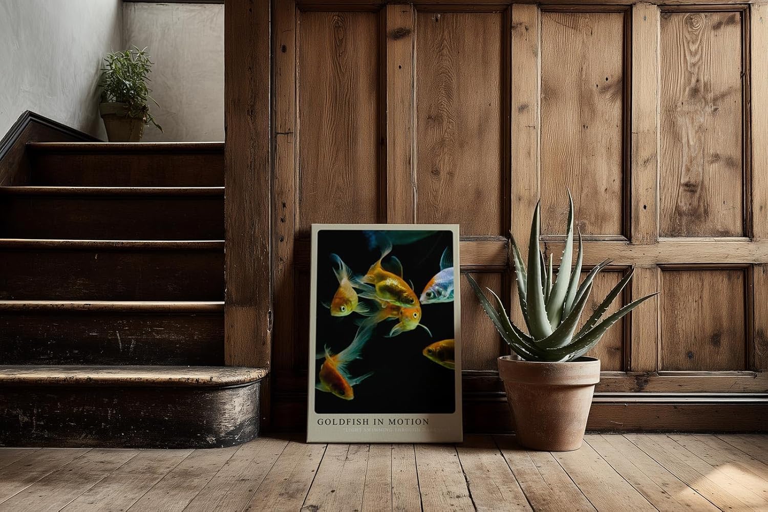 Paul Sinus Kunstdruck 40x60cm Goldfish in Motion – Elegante Goldfische in lebendiger Bewegung auf schwarzem Grund