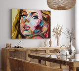 Wandbild 120x80cm Porträt einer jungen Frau Kunstvoll Farbenfroh Abstrakt