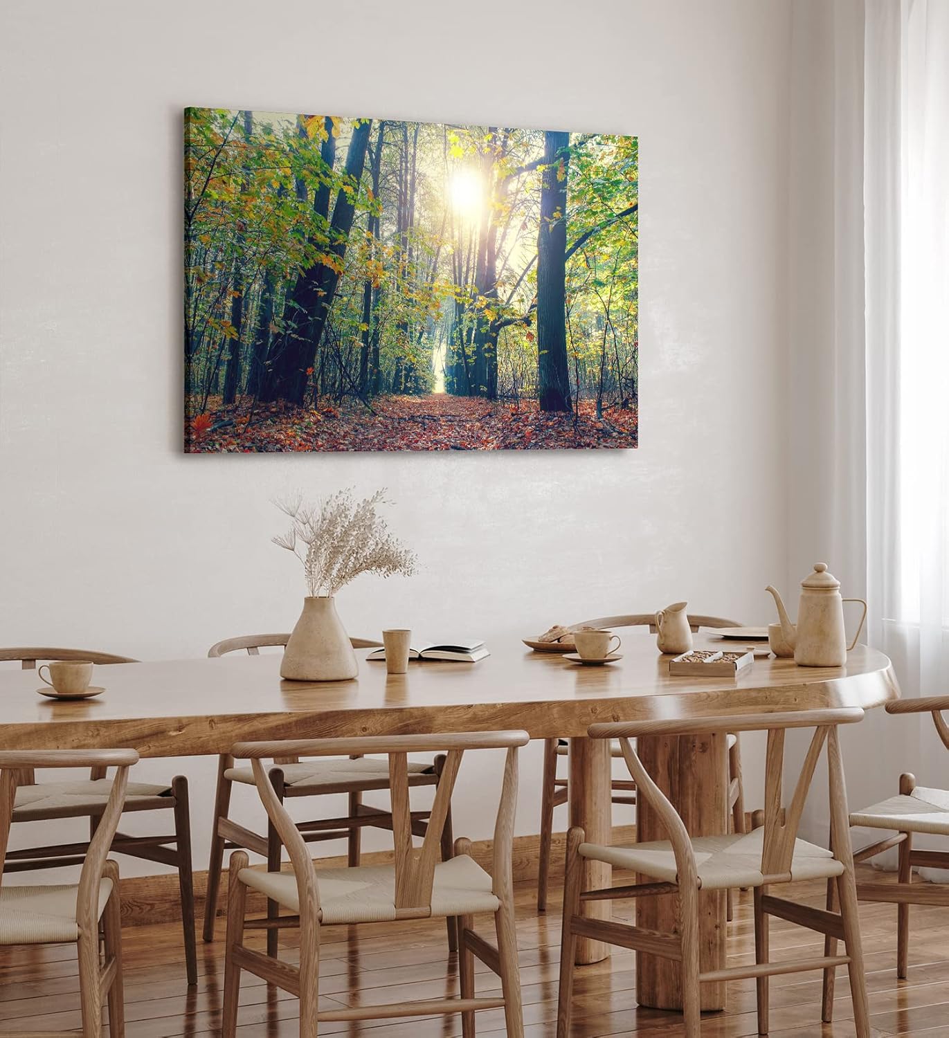 Wandbild 120x80cm Wald Bäume Baumkronen Sonnenschein Natur Grün