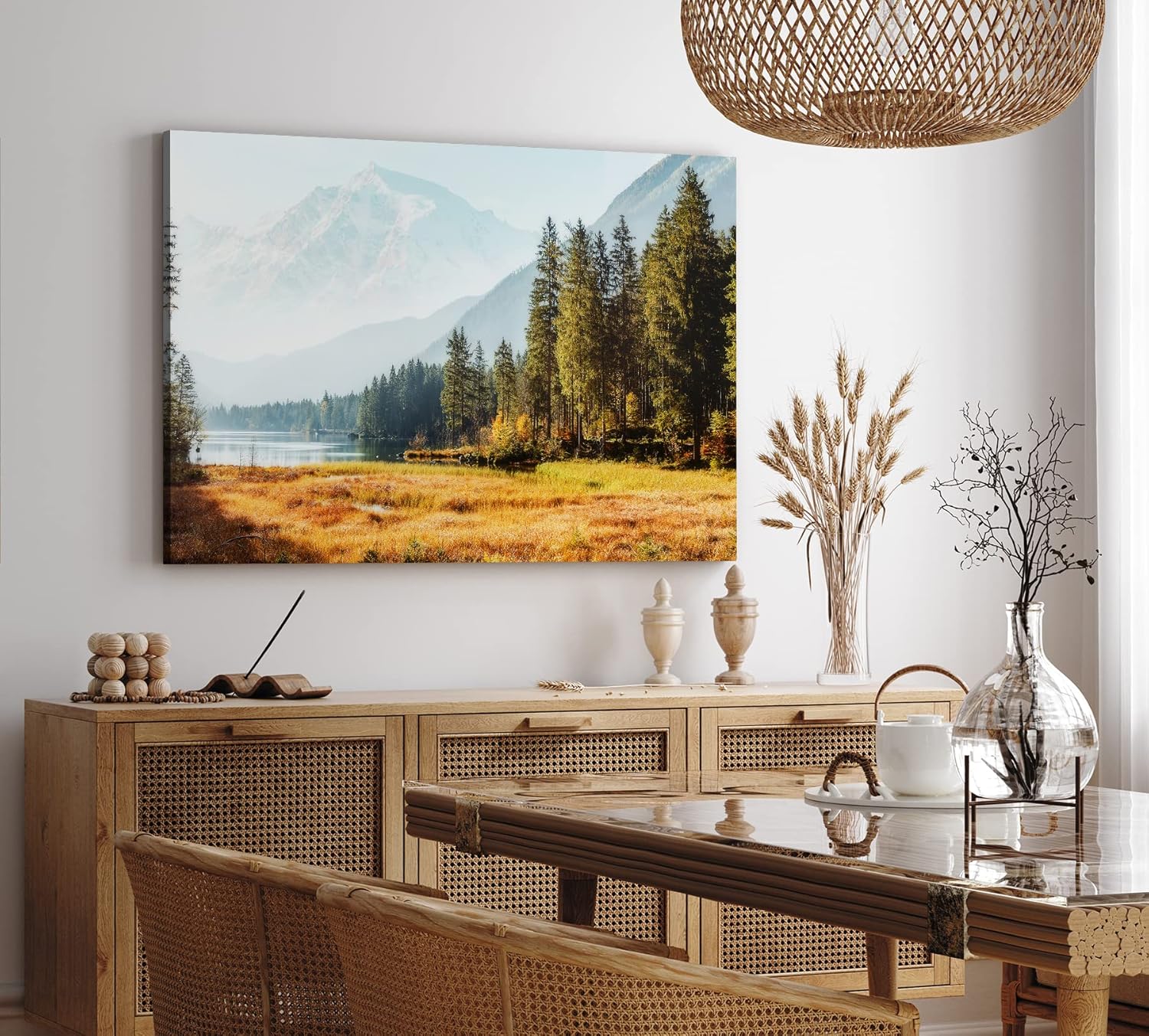 Paul Sinus Wandbild 120x80cm Alpen Berge Bergsee Natur Gebirge Alpensee Tannen