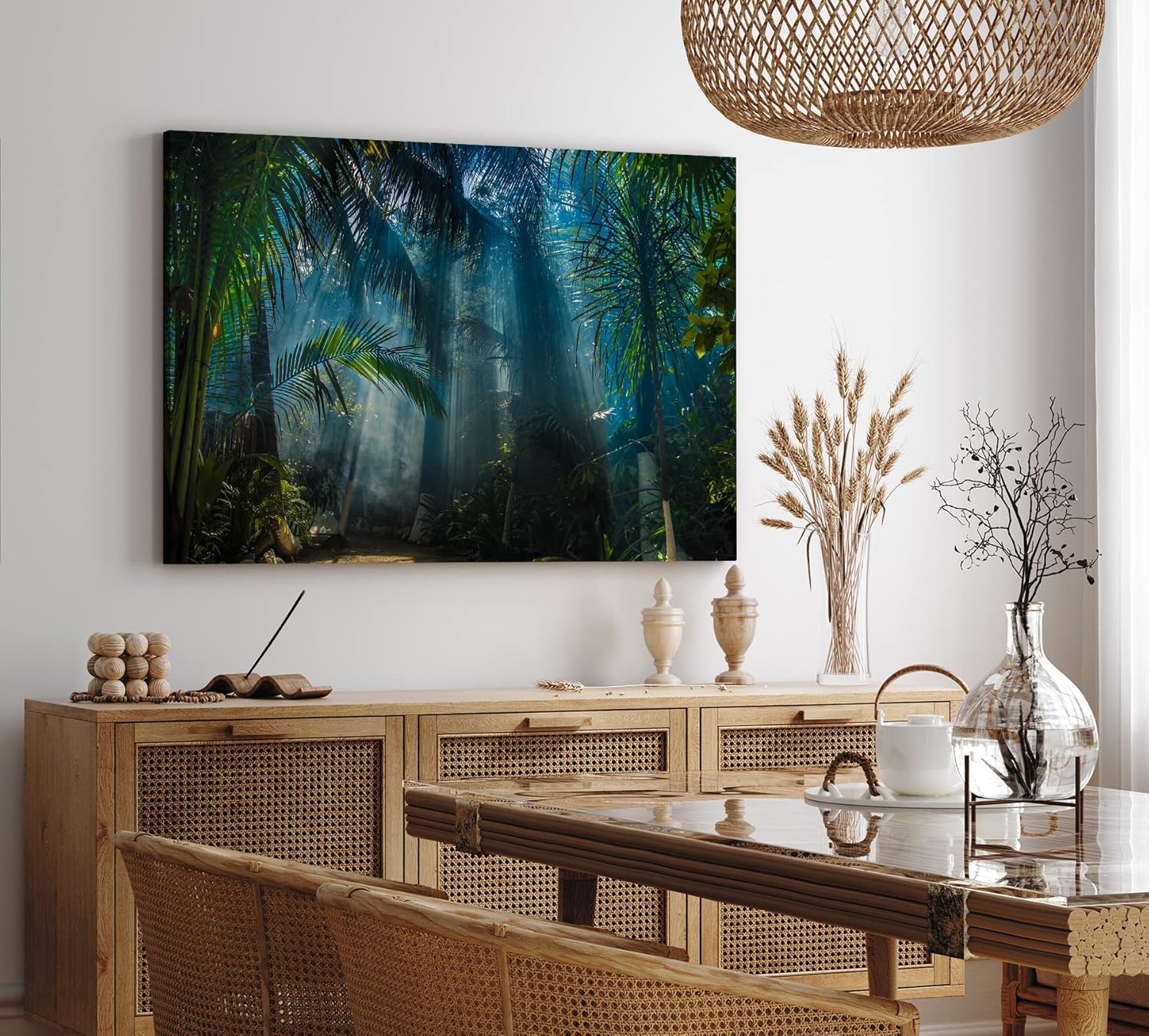 Paul Sinus Wandbild 120x80cm Dschungel Palmen Tropisch Lichtstrahlen Grün Bäume