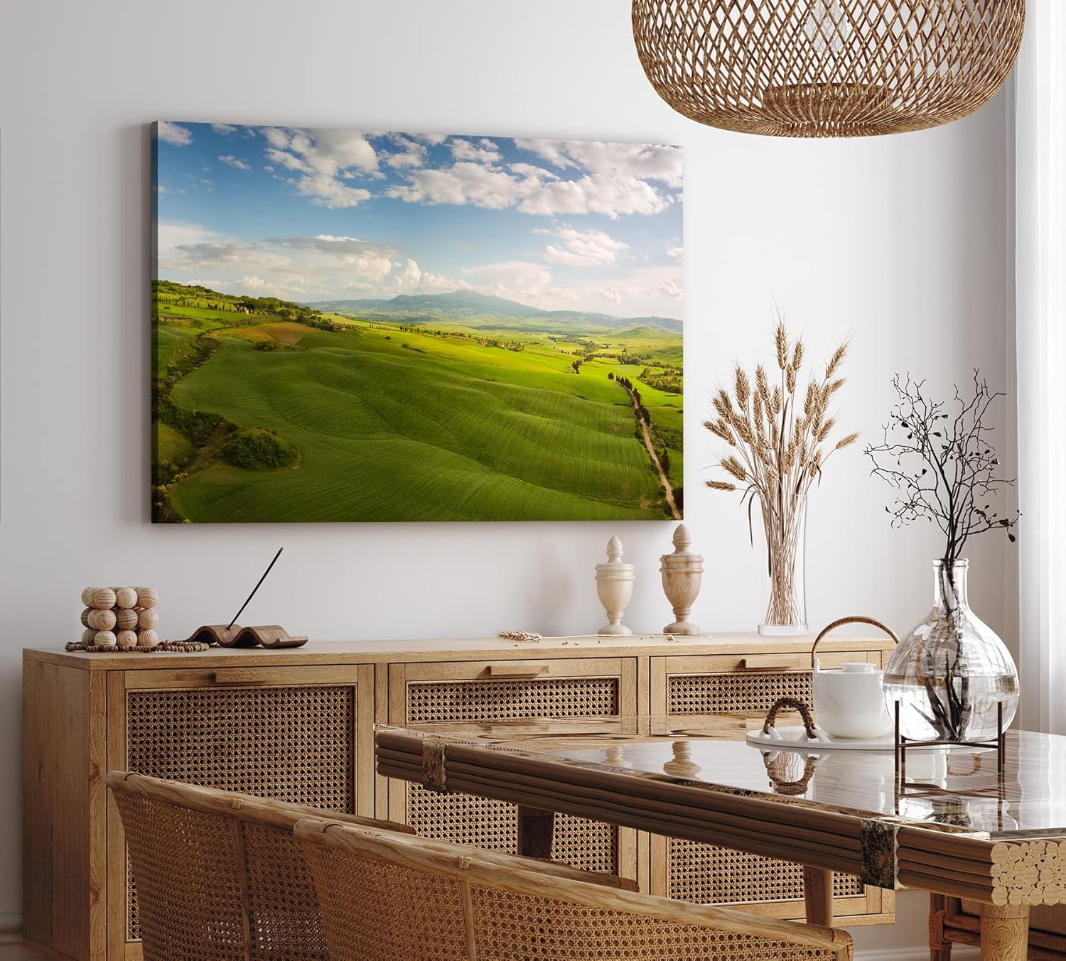 Paul Sinus Wandbild 120x80cm Grüne Wiese Landschaft Berge Natur Felder