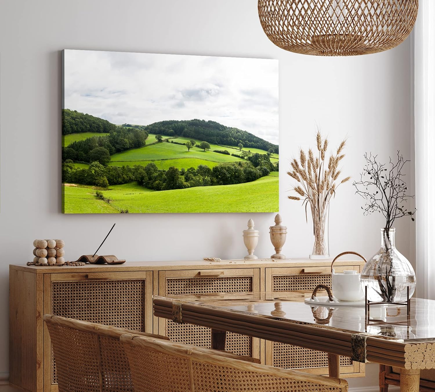 Paul Sinus Wandbild 120x80cm Landschaft Natur Berge Hügel Grün Bäume Wiese