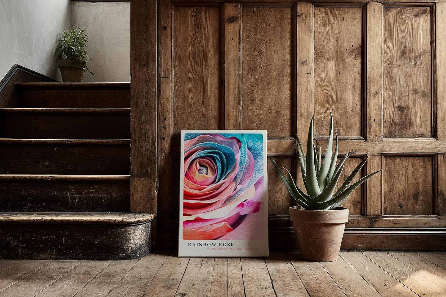 Paul Sinus Kunstdruck 40x60cm Rainbow Rose – Farbenpracht und Struktur in perfekter Harmonie