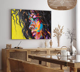 Wandbild 120x80cm Porträt einer jungen Frau Kunstvoll Farbenfroh Abstrakt