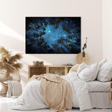 Wandbild 120x80cm Sternenhimmel Nacht Wald Bäume Baumkronen Milchstraße