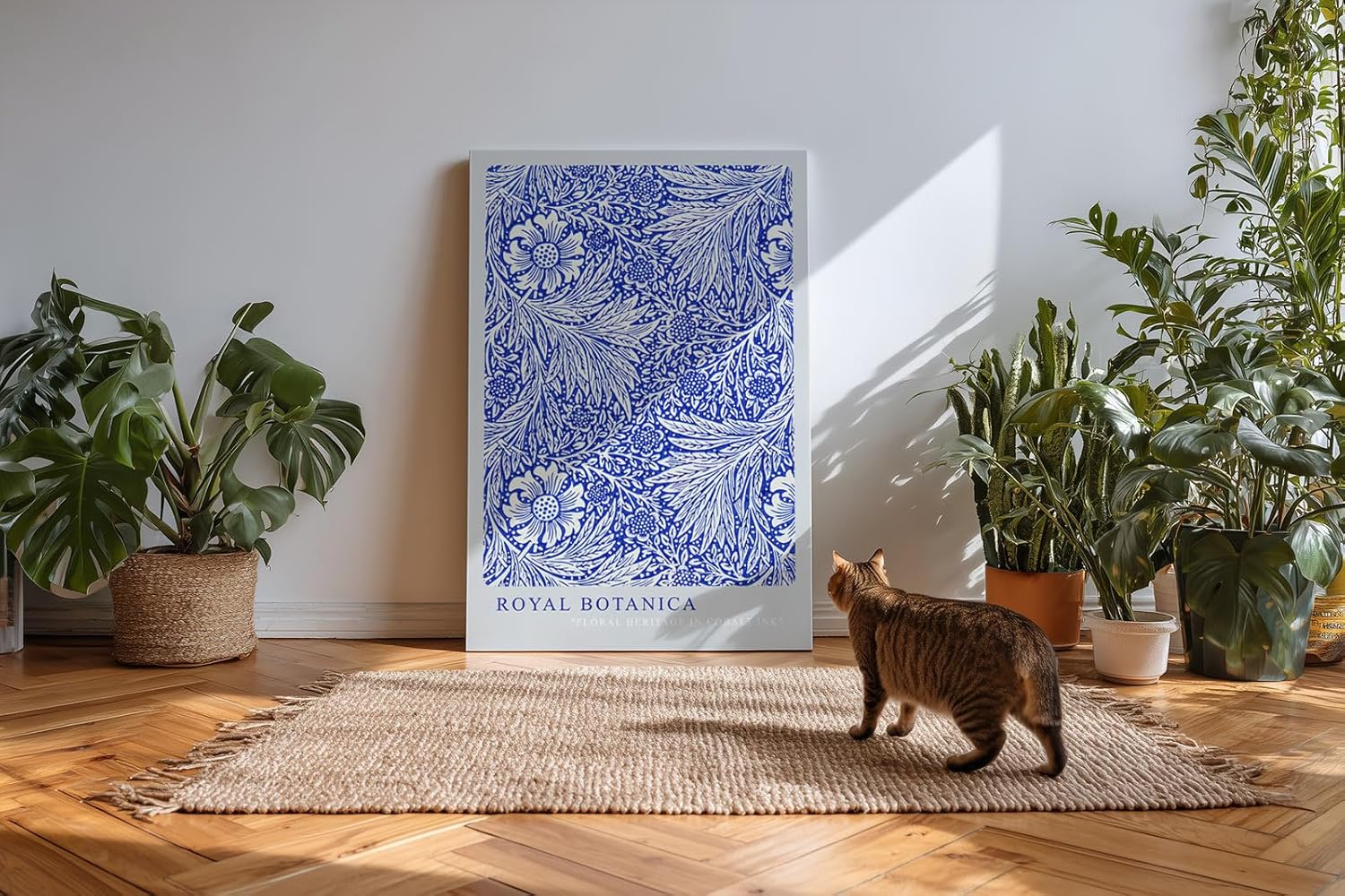 Paul Sinus Kunstdruck 40x60cm Royal Botanica florales Erbe in kräftigem Kobaltblau mit botanischer Eleganz