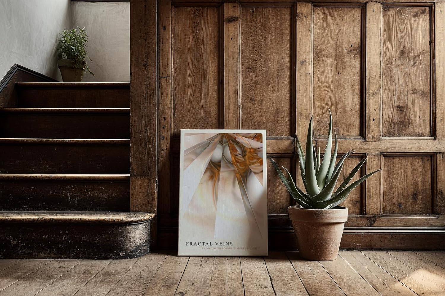Paul Sinus Kunstdruck 40x60cm Fractal Veins – Abstrakte Lichtstruktur in Bronze und Weiß mit futuristischer Tiefe und Dynamik