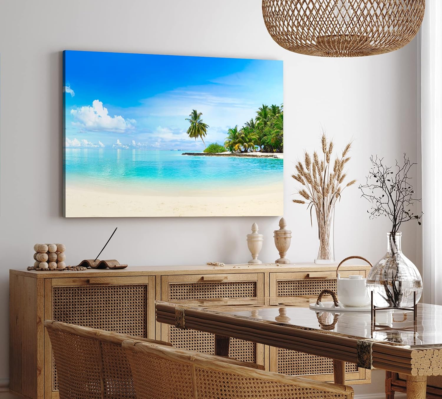 Wandbild 120x80cm Karibik Südsee Palmen Strand Meer Sommer