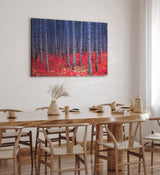 Paul Sinus Wandbild 120x80cm Fichtenwald Bäume Wald Rot Kunstvoll Fichten