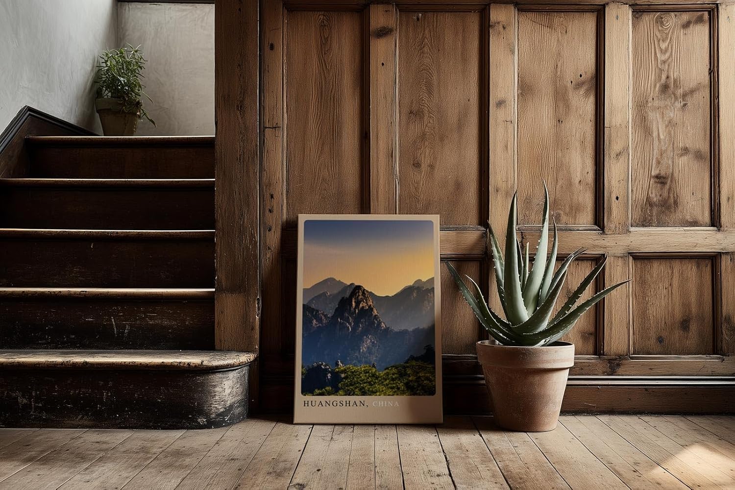 Paul Sinus Kunstdruck 40x60cm Huangshan – Nebliges Bergpanorama aus Chinas Osten bei Sonnenuntergang