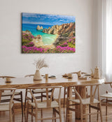Paul Sinus Wandbild 120x80cm Strand Bucht Meer Sommer Küste Wildblumen