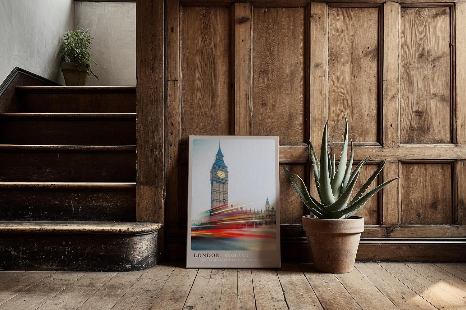 Paul Sinus Kunstdruck 40x60cm London England mit Big Ben und Lichtern moderner Fahrzeuge