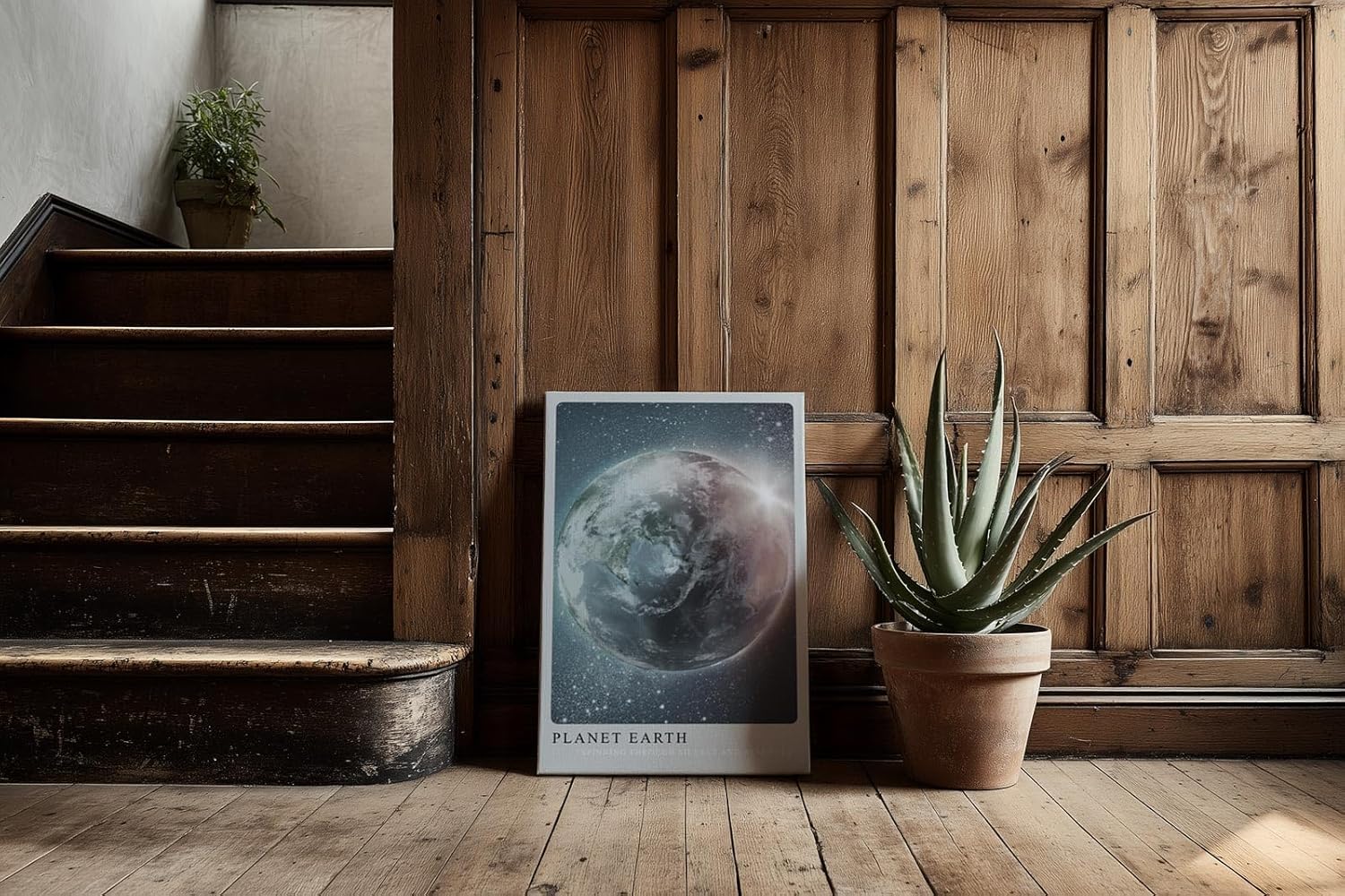Paul Sinus Kunstdruck 40x60cm Planet Earth – Erde aus dem All mit Sonnenlicht und Sternenstaub