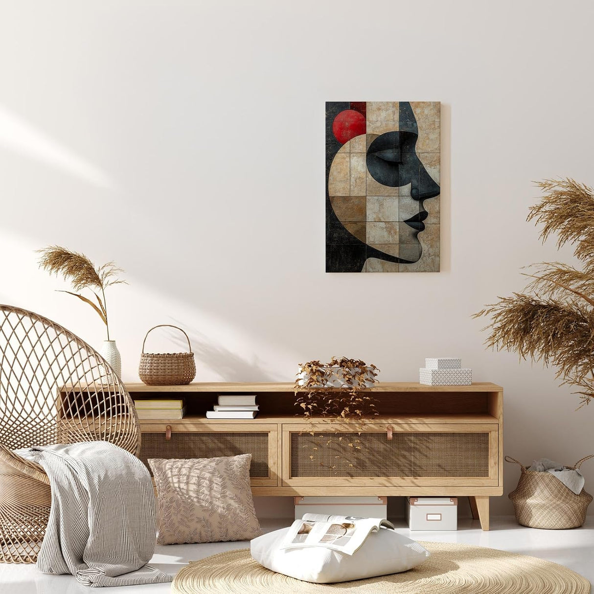 Paul Sinus 60x90cm Wandbild Silent Grace – Abstraktes Frauenprofil in ruhiger Farbkomposition auf Leinwand Holzrahmen
