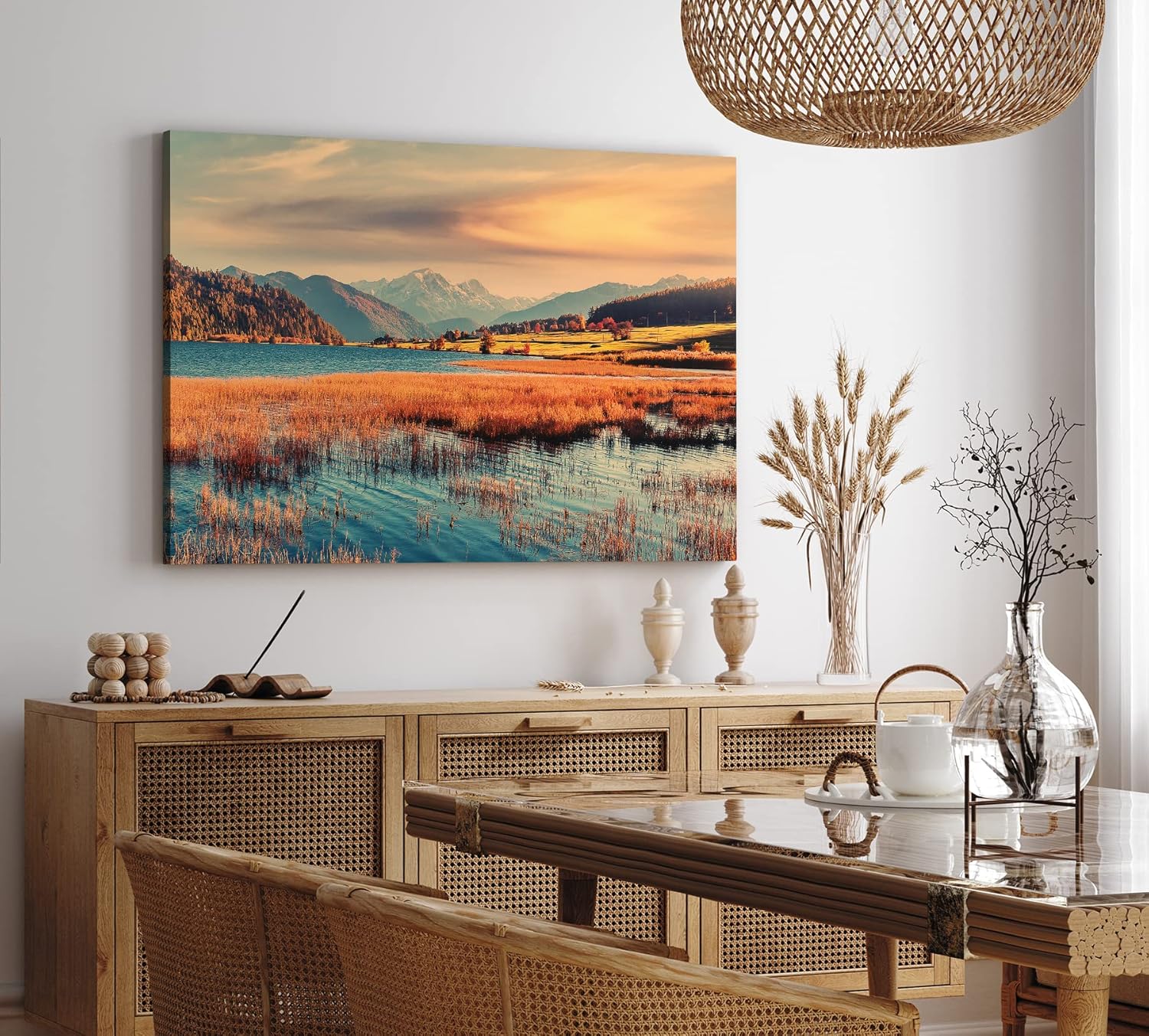 Paul Sinus Wandbild 120x80cm Berge Natur Landschaft See Wälder Gebirge Sonnenuntergang