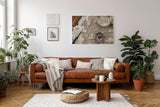 Sinus Art Wandbild 120x80cm Historische Weltkarte mit Lupe und Kompass – Symbol für Entdeckergeist und Zeitgeschichte
