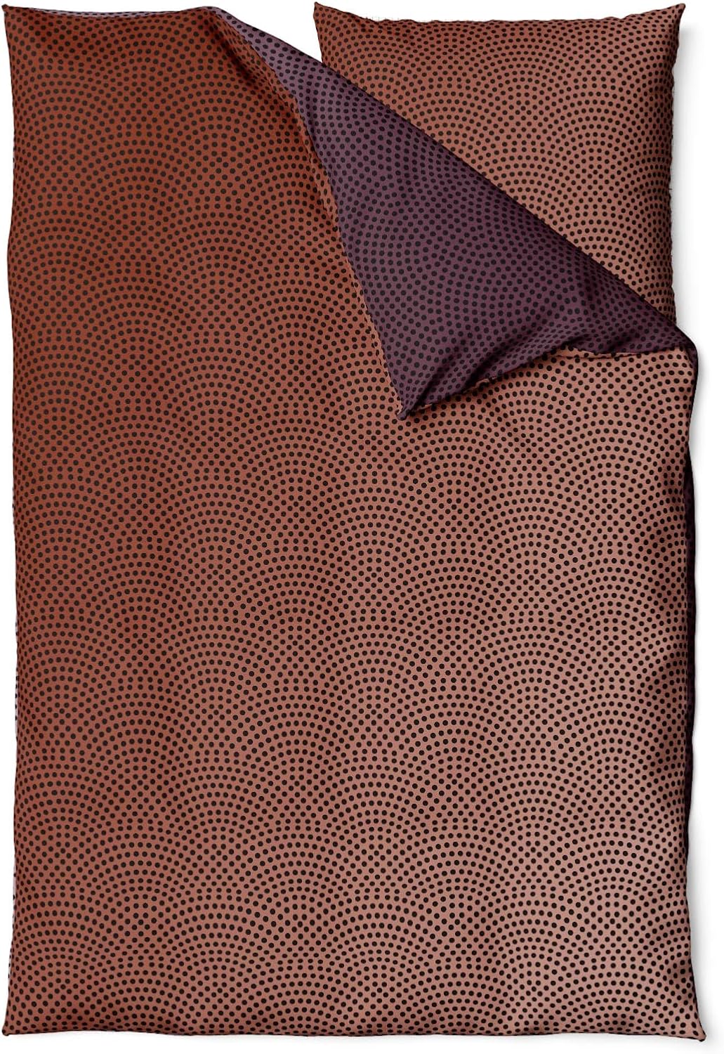 Sinus Art Mikrofaser Bettwäsche 135x200 cm + 80x80 cm – Wendedesign in Violett & Braun mit dezentem Punktmuster, pflegeleicht & atmungsaktiv