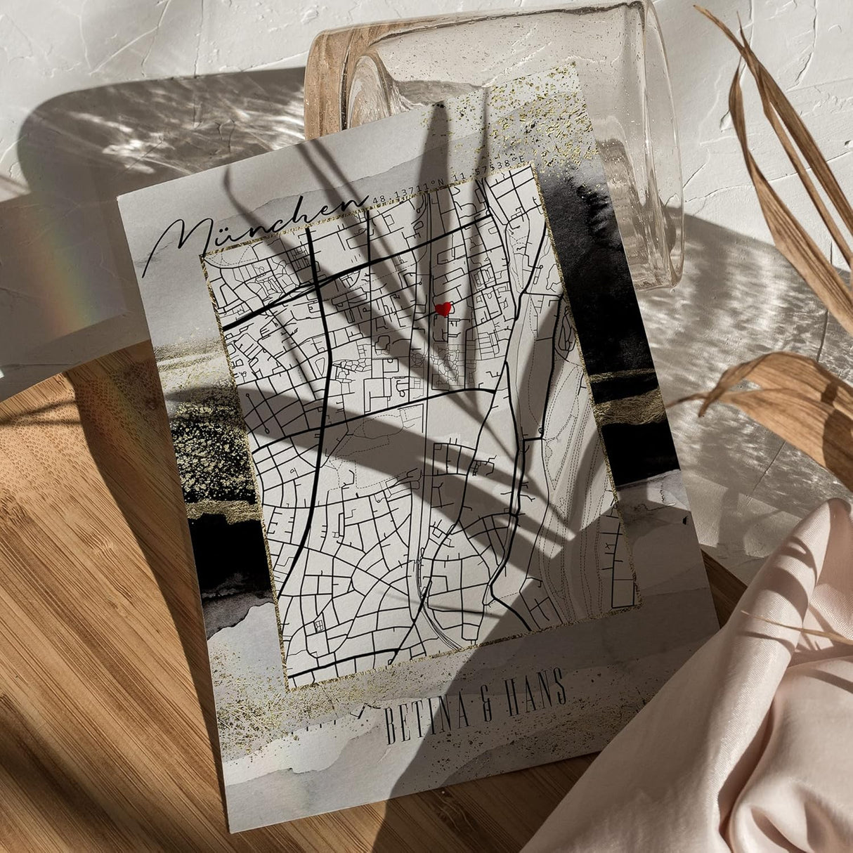Paul Sinus Bilderrahmen personalisierbar mit deinen GPS Koordinaten und Namen. 30cm x 42cm Holz Wechselrahmen mit Glas und Passepartout. Individuelles und einzigartiges Geschenk. (ohne Rahmen)