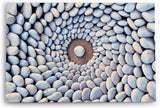 Paul Sinus Wandbild 120x80cm Runde weiße Steine Kunstvoll Steinkreis Strand