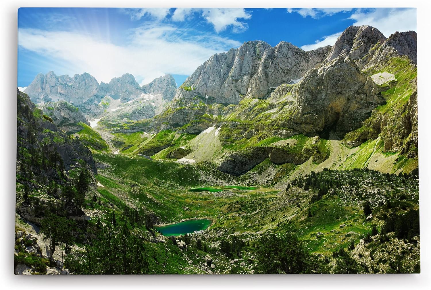 Paul Sinus Wandbild 120x80cm Albanische Alpen Prokletije Gebirge Berge Natur Sonnenschein