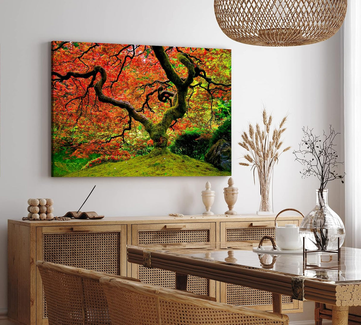 Paul Sinus Wandbild 120x80cm Großer alter Baum Grün Moos Wald Baumkrone