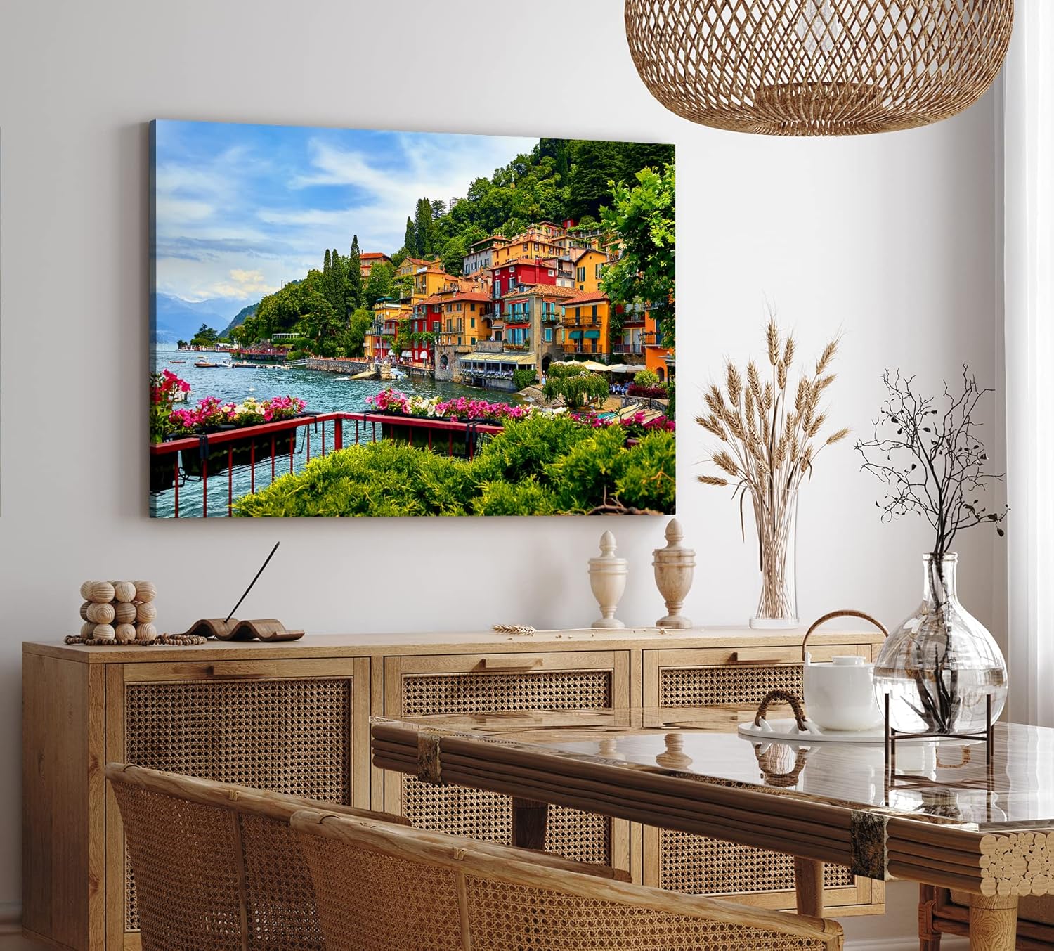 Paul Sinus Wandbild 120x80cm Comer See Italien Häuser Boote Berge Natur