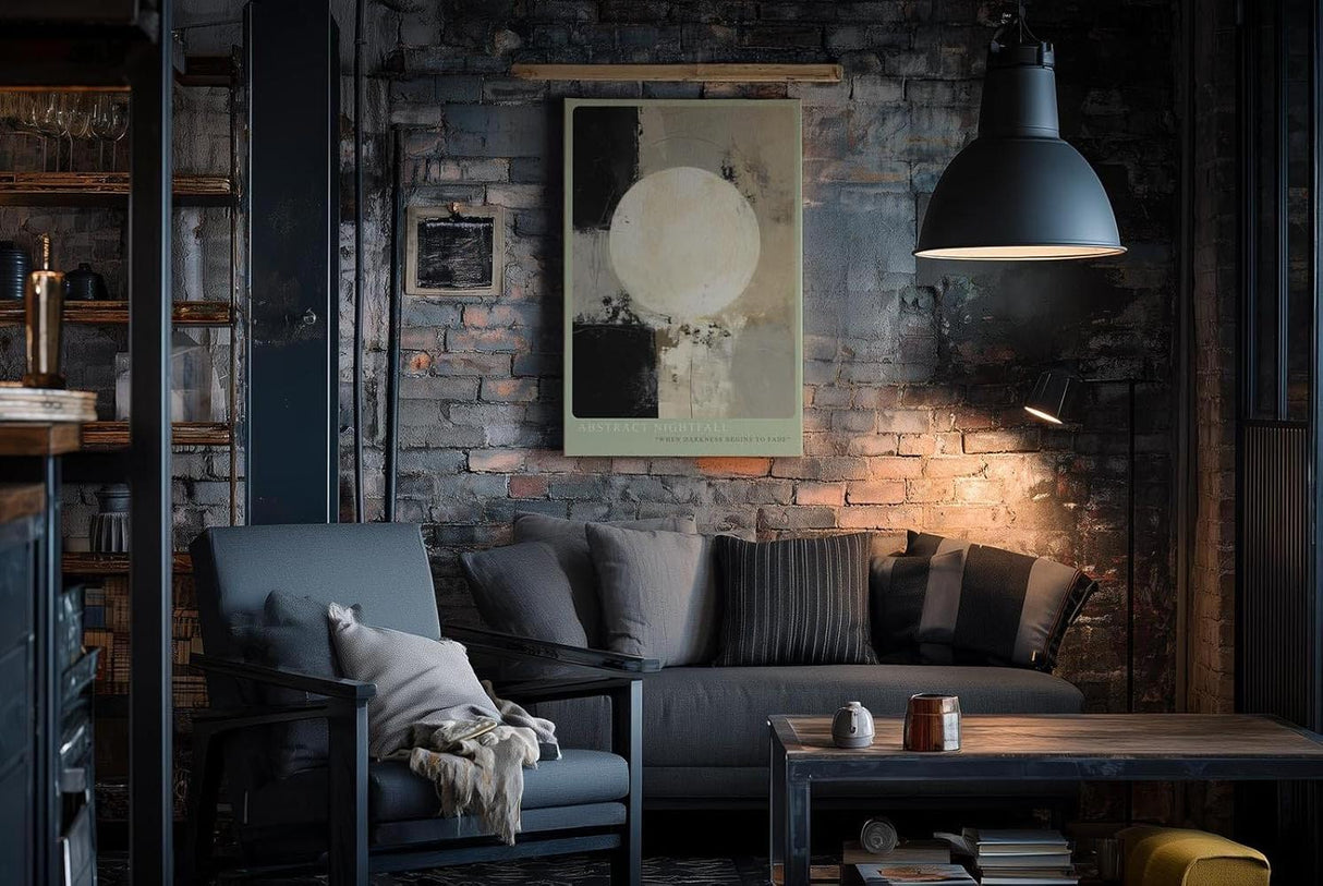 Paul Sinus Wandbild in 40x60cm Abstract Nightfall – Harmonische abstrakte Komposition mit großem Lichtkreis und sanften Farbverläufen