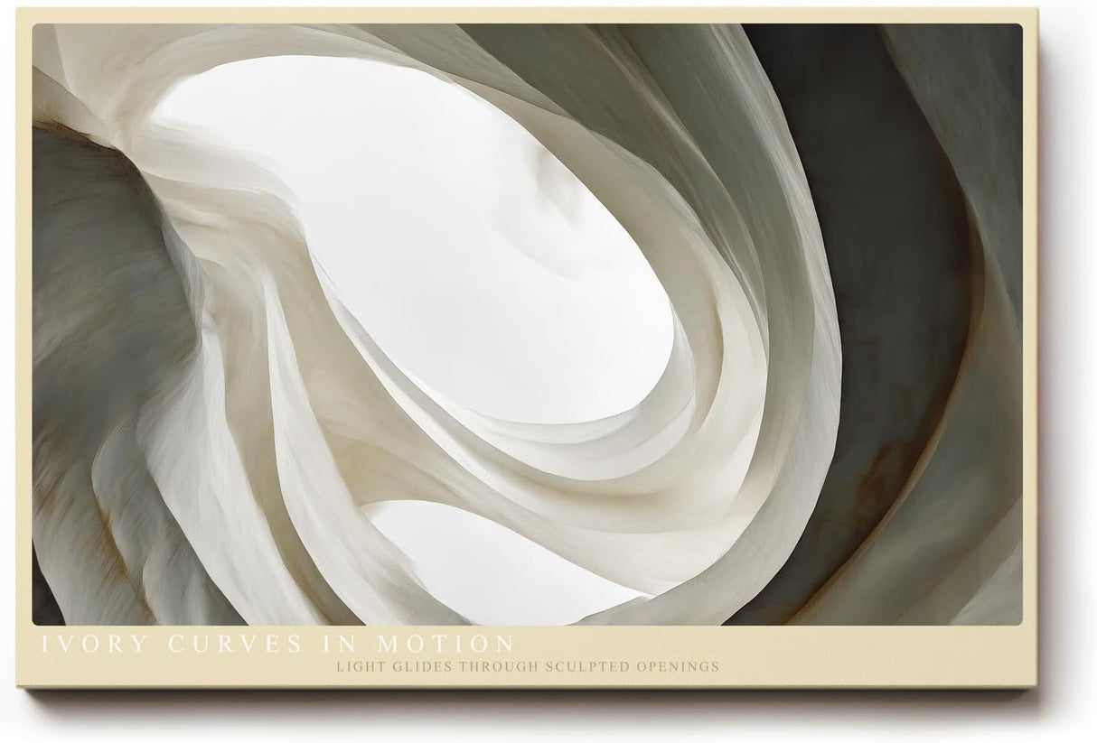 Paul Sinus Wandbild 120x80cm Abstrakte Elfenbein Formen Moderne Minimalistische Kunst in Naturtönen für Wohnzimmer Büro Schlafzimmer