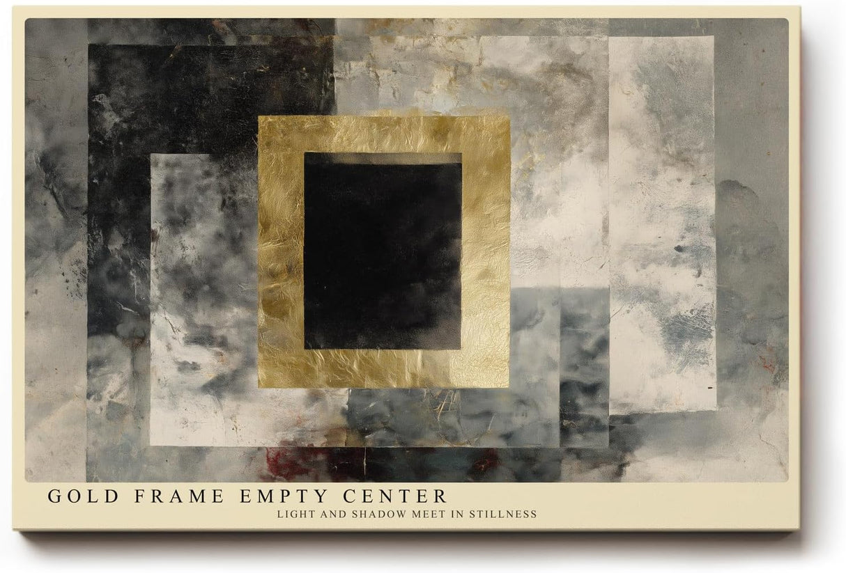 Paul Sinus Wandbild 120x80cm Abstrakte Geometrie mit Goldrahmen Moderne Kunst in Grau Gold Wanddekoration