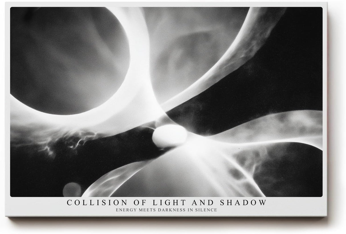 Paul Sinus Wandbild 120x80cm Abstrakte Licht Energie Kunst LeinWandbild 120x80cm Schwarz Weiss Moderne Wanddekoration