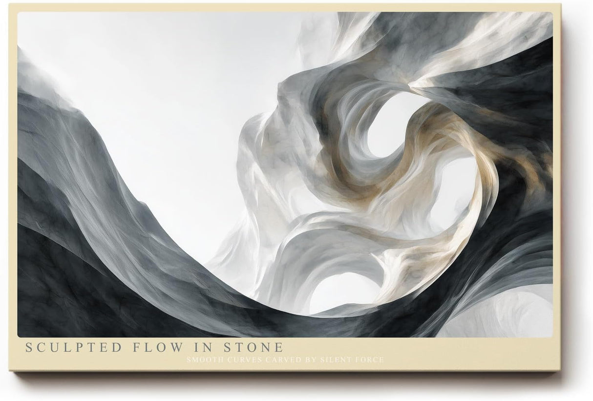 Paul Sinus Wandbild 120x80cm Abstrakte Steinform Moderne Skulpturale Kunst in Naturfarben für Wohnzimmer Büro Flur