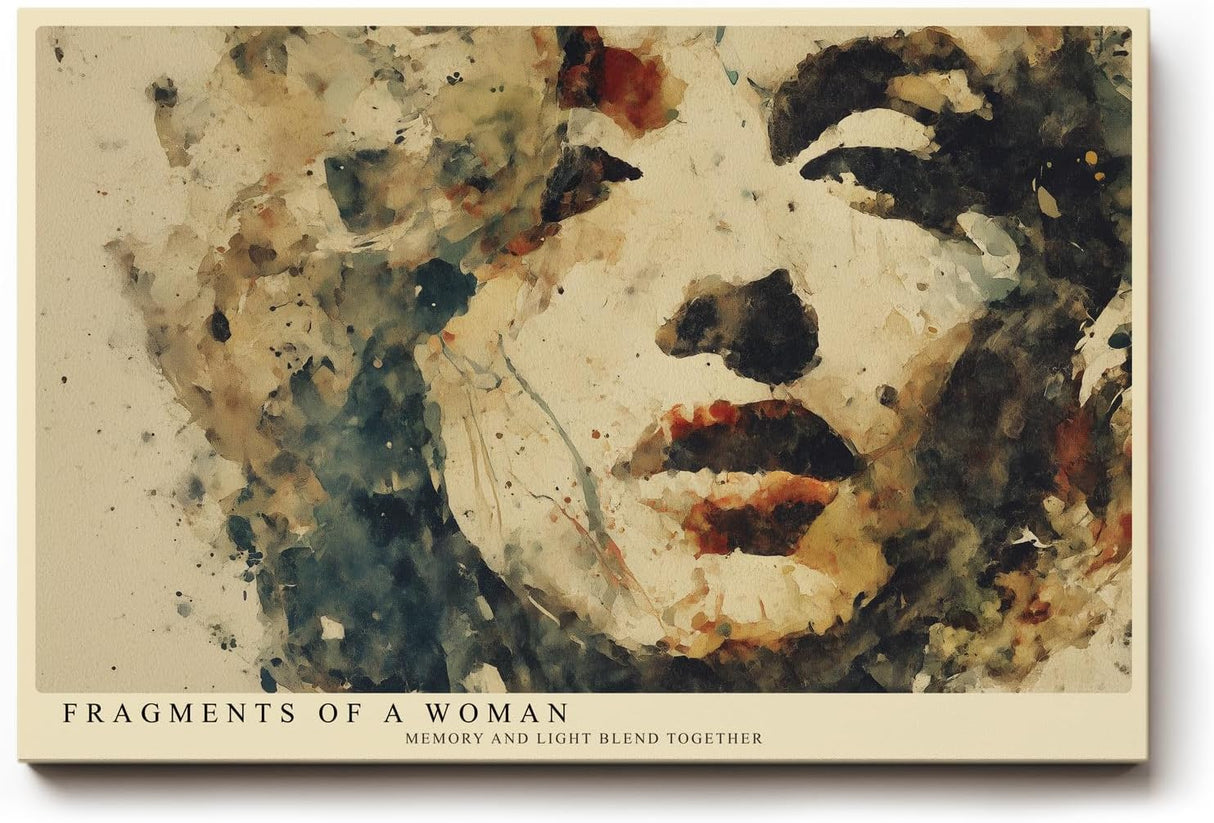 Paul Sinus Wandbild 120x80cm Abstraktes Frauenporträt in Aquarell – Künstlerische Gesichtskomposition mit weichen Farbstrukturen