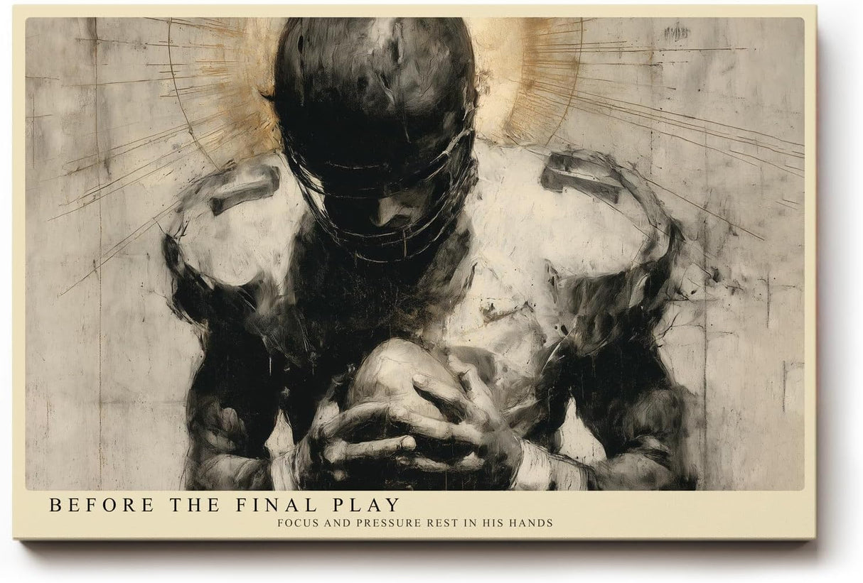 Paul Sinus Wandbild 120x80cm American Football Spieler Sport Kunstmotiv Kraftvolle Athleten Darstellung in moderner monochromer Malerei