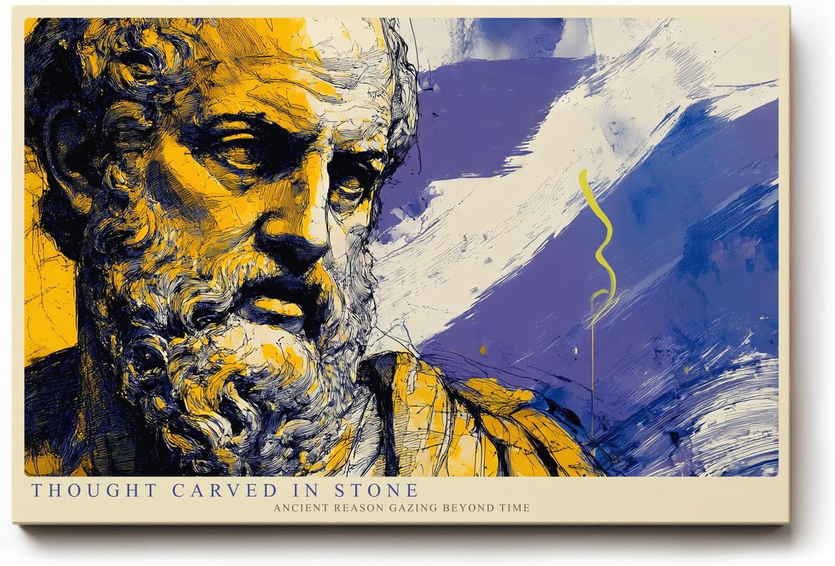 Paul Sinus Wandbild 120x80cm Antike Philosophen Statue abstrakte Kunst moderne Skulptur Illustration Wanddekoration Wohnzimmer Büro