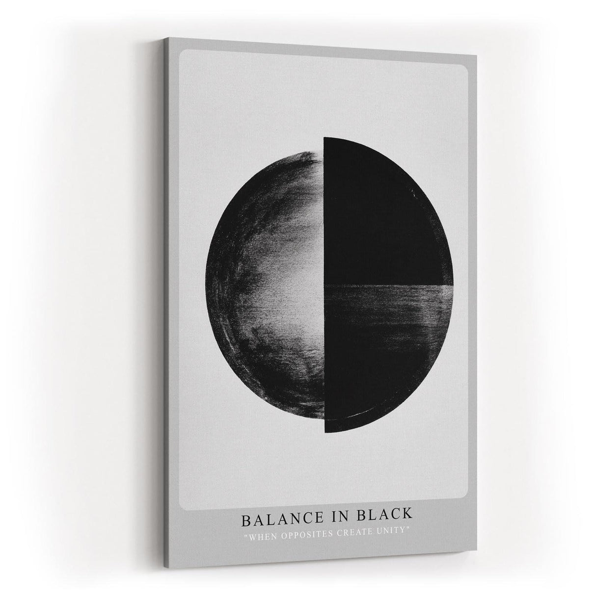 Paul Sinus Wandbild in 40x60cm Balance in Black – Halbierte Kreisform in Schwarz-Weiß als Symbol für Harmonie und Kontrast