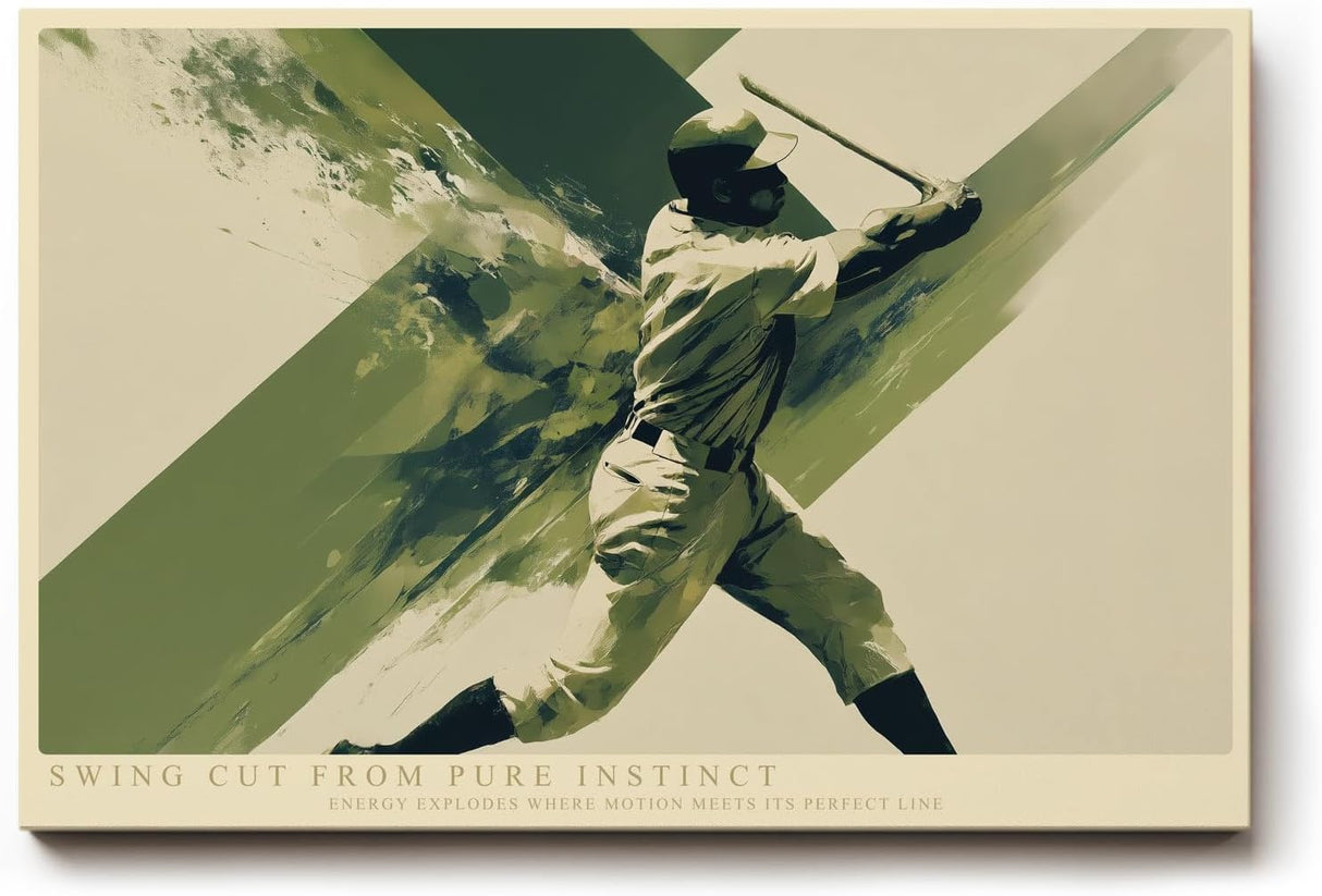 Paul Sinus Wandbild 120x80cm Baseballspieler in Bewegung moderne Sportkunst mit grafischer Dynamik