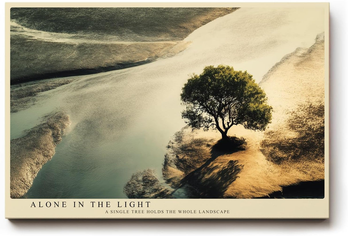 Paul Sinus Wandbild 120x80cm Baum Landschaft warmes Licht moderne Naturfotografie ruhige Natur Wanddekoration fuer Wohnzimmer Büro