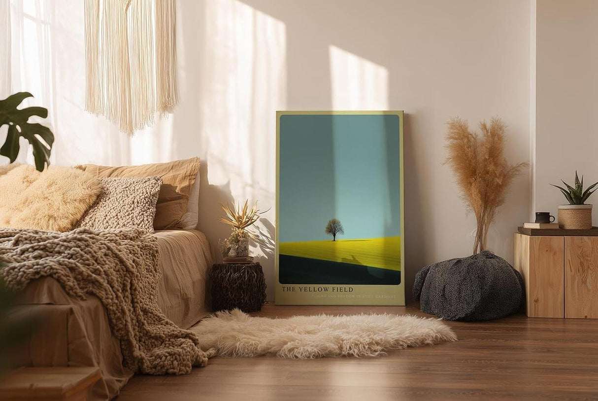 Paul Sinus Wandbild in 40x60cm Baum auf gelbem Feld – minimalistisches Naturmotiv mit klaren Kontrasten für moderne Wohnräume