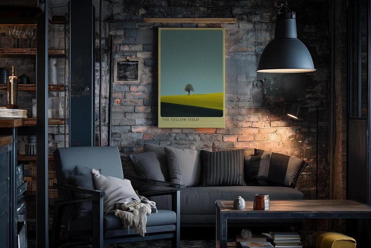 Paul Sinus Wandbild in 40x60cm Baum auf gelbem Feld – minimalistisches Naturmotiv mit klaren Kontrasten für moderne Wohnräume