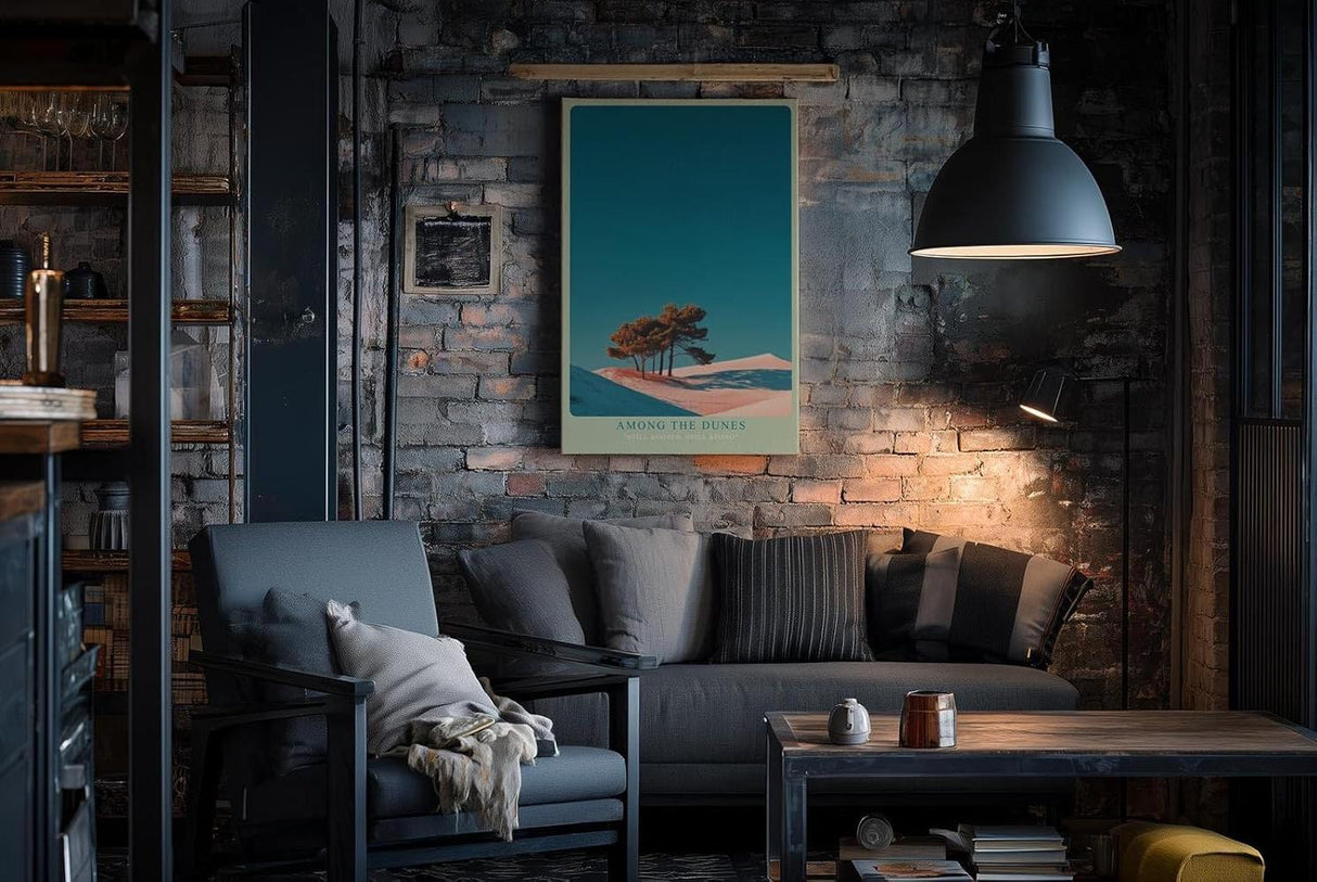Paul Sinus Wandbild in 40x60cm Bäume zwischen Sanddünen – modernes Naturmotiv mit starkem Farbkontrast