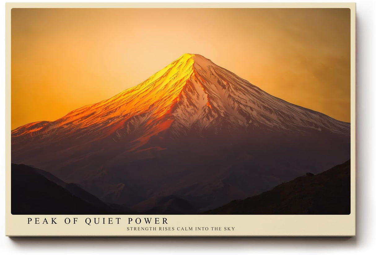 Paul Sinus Wandbild 120x80cm Berggipfel bei Sonnenaufgang majestatische Landschaft Naturfotografie warmes Licht stilvolle Wanddekoration fuer Wohnzimmer Büro